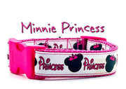 Minnie Princess Dog collar handmade adjustable 1" or 5/8" wide or leash Petcollarshandmade