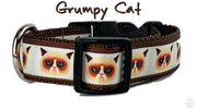 Grumpy Cat dog collar handmade adjustable buckle collar 1" wide or leash $12 - Furrypetbeds