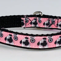 Pugs  cat & small dog collar 1/2" wide adjustable handmade bell Or leash - Furrypetbeds