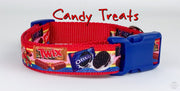 Candy treats dog collar handmade adjustable buckle collar 1"or 5/8" wide or leash Petcollarshandmade