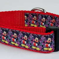 Mickey Mouse dog collar Handmade adjustable buckle collar 1" wide leash Disney - Furrypetbeds