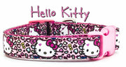 Hello Kitty dog collar handmade adjustable buckle collar 5/8" wide or leash Petcollarshandmade