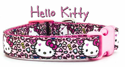 Hello Kitty dog collar handmade adjustable buckle collar 5/8