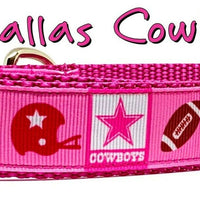 Dallas Cowboys dog collar handmade adjustable buckle collar 1"wide or leash pink - Furrypetbeds