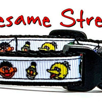 Sesame Street cat or small dog collar 1/2" wide adjustable handmade Or leashes - Furrypetbeds