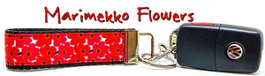 Marimekko Flowers Key Fob Wristlet Keychain 1"wide Zipper pull Camera strap