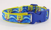 Spongebob dog collar handmade adjustable buckle 1" or 5/8" wide or leash cartoon