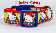 Hello Kitty dog collar Handmade adjustable buckle 1" or 5/8" wide or leash