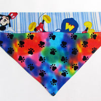 Mickey Mouse Dog Bandana, Over the Collar dog bandana Dog collar bandana puppy Petcollarshandmade