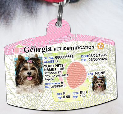 Georgia Drivers License Pet ID tags Dog ID Tag Personalized Pet ID Tag aluminum Petcollarshandmade