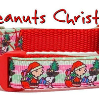 Peanuts Christmas dog collar handmade adjustable buckle 1" or 5/8" wide or leash Petcollarshandmade