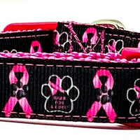 Bark For A Cure dog collar handmade adjustable buckle collar 5/8"wide or leash - Furrypetbeds