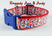 Raggedy Ann & Andy dog collar handmade adjustable buckle collar 1" wide or leash Petcollarshandmade