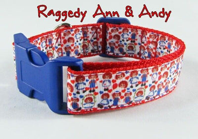 Raggedy Ann & Andy dog collar handmade adjustable buckle collar 1