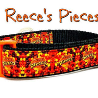 Reese's Pieces Dog collar handmade adjustable buckle 1" or 5/8" wide or leash