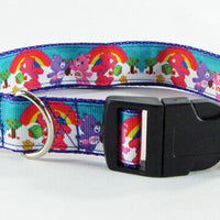 Care Bears dog collar handmade adjustable buckle collar 1" wide or leash fabric Petcollarshandmade