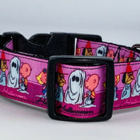 Halloween Peanuts dog collar, handmade, adjustable, buckle collar, 1"wide, leash - Furrypetbeds