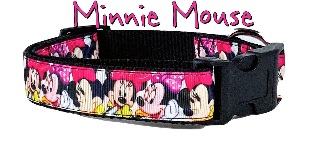 Minnie Mouse dog collar handmade adjustable buckle collar 1"wide or leash