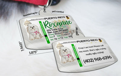 Puerto Rico Drivers License Pet ID tags Dog Tag Personalized Pet IDTag aluminum