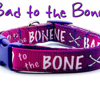 Bad to the Bone dog collar handmade adjustable buckle collar 5/8" wide or leash