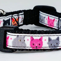 Kittens cat or small dog collar 1/2" wide adjustable handmade bell leash - Furrypetbeds