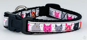 Kittens cat or small dog collar 1/2" wide adjustable handmade bell leash - Furrypetbeds