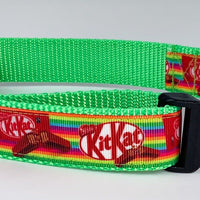 Kit Kat Candy dog collar handmade adjustable buckle 1" or 5/8" wide or leash