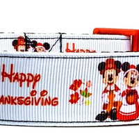 Mickey Thanksgiving dog collar handmade adjustable buckle collar 1"wide or leash Petcollarshandmade