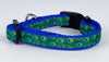 Peacock cat or small dog collar 1/2" wide adjustable handmade bell or leash Petcollarshandmade