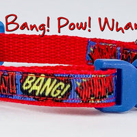 Super Hero cat or small dog collar 1/2" wide adjustable handmade bell or leashes