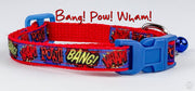 Super Hero cat or small dog collar 1/2" wide adjustable handmade bell or leashes