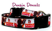 Dunkin Donuts dog collar handmade adjustable buckle 1" or 5/8" wide or leash Petcollarshandmade