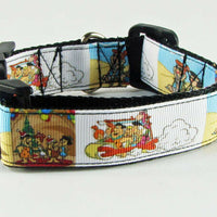 Flintstones dog collar handmade adjustable buckle collar 1" wide or leash fabric - Furrypetbeds