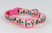 Cactus cat or small dog collar 1/2"wide adjustable handmade bell or leash Petcollarshandmade