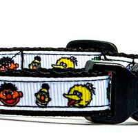 Sesame Street cat or small dog collar 1/2" wide adjustable handmade Or leashes - Furrypetbeds
