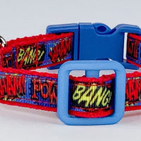 Super Hero cat or small dog collar 1/2" wide adjustable handmade bell or leashes