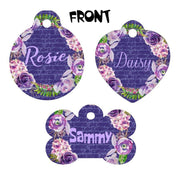 Pet ID Tag Floral Personalized Custom Double Sided Pet Tag w/name & number - Furrypetbeds