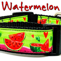 Watermelon dog collar handmade adjustable buckle collar 1"or 5/8" wide or leash Petcollarshandmade