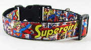 Supergirl dog collar handmade adjustable buckle collar 1" wide or leash