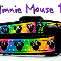 Minnie Mouse cat & small dog collar 1/2" or 5/8" wide adjustable bell or leash