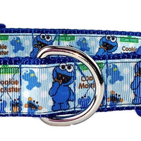 Cookie Monster dog collar handmade adjustable buckle 1" or 5/8" wide or leash