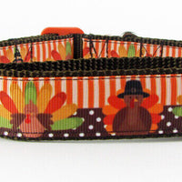 Thanksgiving dog collar handmade adjustable buckle 1" wide or leash holiday