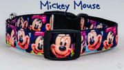 Mickey Mouse Dog collar handmade adjustable buckle collar 5/8" wide or leash Petcollarshandmade