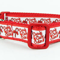 Candy Cane dog collar handmade adjustable buckle collar 1"wide or leash Xmas