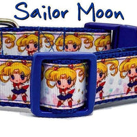 Sailor Moon dog collar, handmade, adjustable, buckle collar,1 wide, l