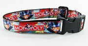 Monopoly dog collar handmade adjustable buckle collar 1" wide or leash game Petcollarshandmade