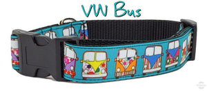 VW Bus dog collar handmade adjustable buckle collar 1" wide or leash