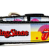 Rolling Stones dog collar Rock N Roll handmade adjustable buckle 1"or 5/8"wide