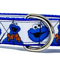 Cookie Monster dog collar handmade adjustable buckle 1" or 5/8" wide or leash Petcollarshandmade