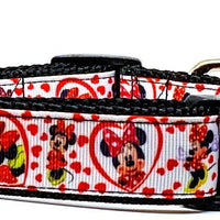 Minnie Mouse dog collar Disney handmade adjustable buckle 1"or 5/8"wide or leash